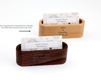 Laser Engraved Wood Business Card Holder - Custom Personalized Wooden Business Card Case, Business card holder, Wood card holder, Wooden