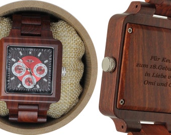 レッドサンダルウッドブレスレット（W128）と刻まれたレッドサンダル