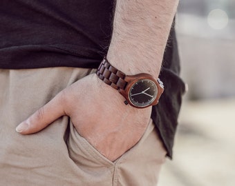 Engraved Red Sandalwood Men’s Watch With Black Dial,Unisex red scandal Wood watch,Personalized watch,Woman wood watch,Unisex WoodWatch(W001)