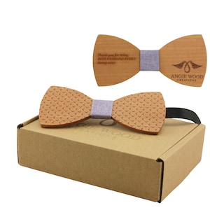 Engraved Large Round Wooden Bow Tie with Etched Design and Purple Cotton Centre (B0065),Wood Bowtie,Bowtie,Men bowtie,Wood Tie