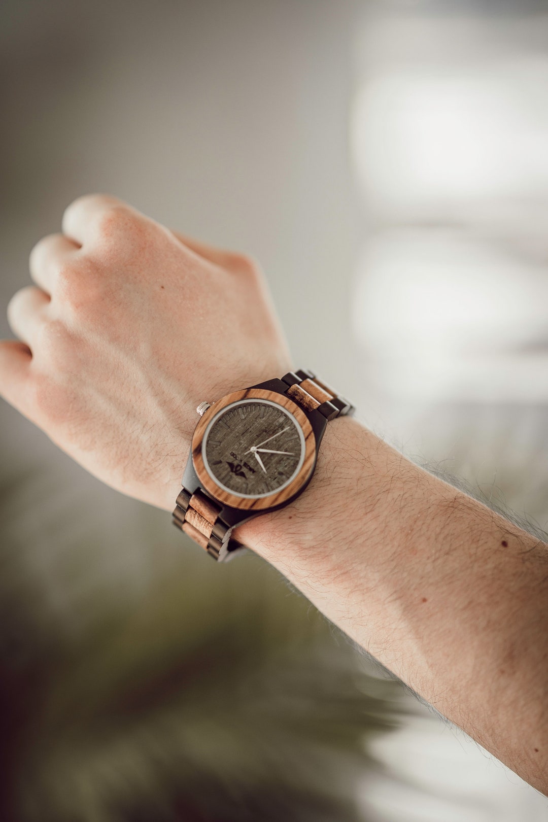 NEW! Men's Handcrafted Engraving Zebra & Ebony Wood Watch - Best Gift Idea!