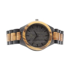 Engraved Ebony and Zebrawood Mens Watch,Wood Watch,Personalized Wood Watch,Men Watch,Fiance WoodWatch,Grooms WoodWatch,Husband Watch W035 image 7