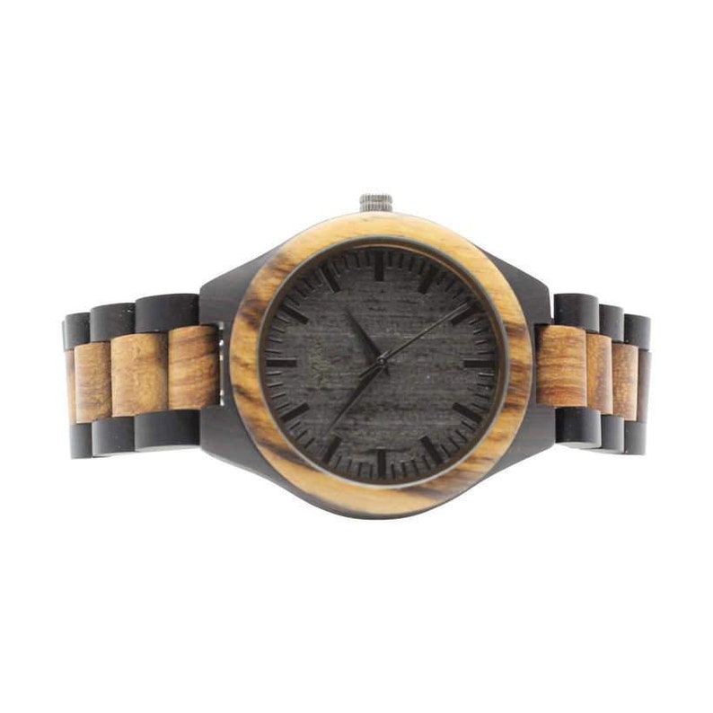 Engraved Ebony and Zebrawood Mens Watch,Wood Watch,Personalized Wood Watch,Men Watch,Fiance WoodWatch,Grooms WoodWatch,Husband Watch W035 image 7