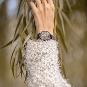 Engraved Ebony Wood Women&#39;s Watch Diamond Dial (W162),Engrave womenwood watch,Bamboo Women watch,Bamboo watch,Women watches,wife