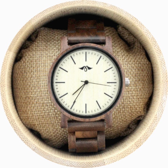 Orologio Da Uomo In Legno Naturale Fatto A Mano – Quadrante Nero, Cinturino Marrone