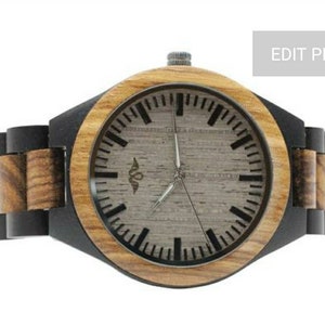 Engraved Ebony and Zebrawood Mens Watch,Wood Watch,Personalized Wood Watch,Men Watch,Fiance WoodWatch,Grooms WoodWatch,Husband Watch W035 image 9