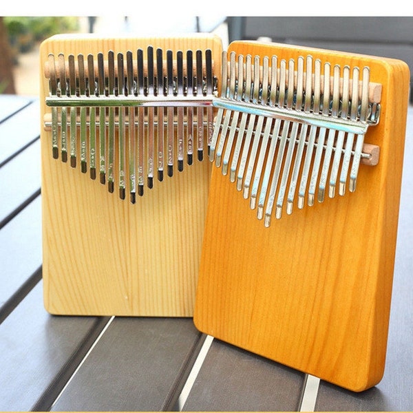 Engraved Wood Kalimba, Single Color Flatboard Wooden 17 Keys Kalimba Design Custom Kalimba Beginners,Music box for kids adult,Piano  Finger