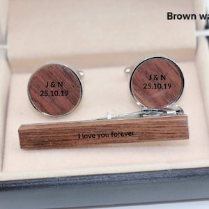 Engraved cufflink, wood cufflink, Wood Cufflinks - Father&#39;s Day Gift, 5th anniversary, groomsmen gift, wedding cuff links, Gift for him
