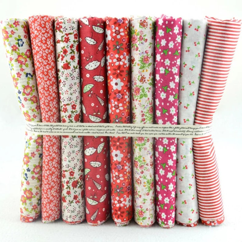 9 pcs/lot 19 x 19 Printed Floral Cotton Fabric for Patchwork Patchwork Fabric Textile Sewing Crafting Fat Quarter Bundles DIY image 7