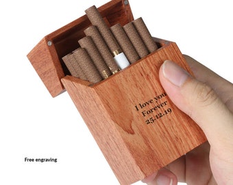 Engrave Wooden Cigarette box, Engrave business card box, Bamboo Box business card holder.