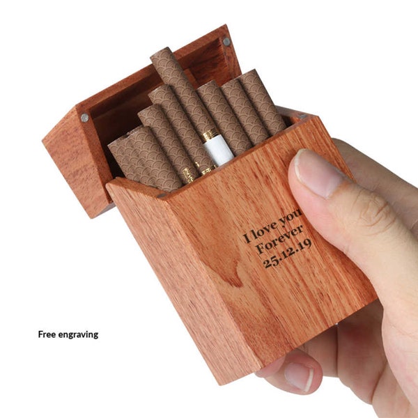 Engrave Wooden Cigarette box, Engrave business card box, Bamboo Box business card holder.