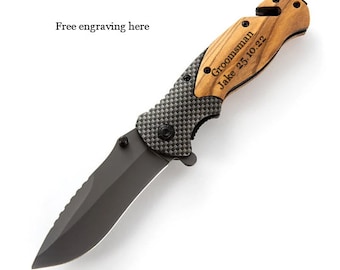 Personalized Men's Gift - Folding Pocket Knife - Groomsman Knife - Engraved Hunting Knife - Knife Gift - Engrave Knife - Best Man - Dad gift