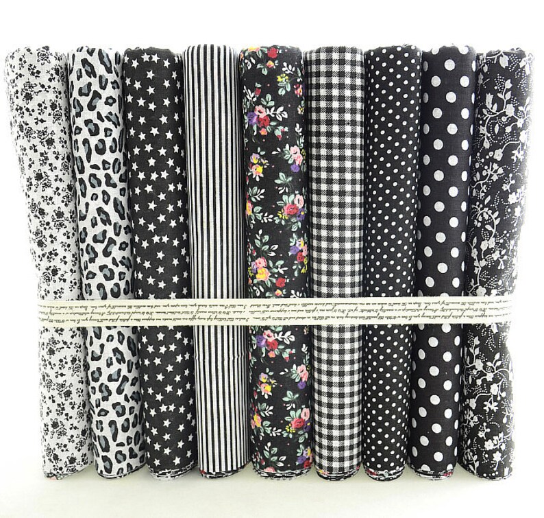 9 pcs/lot 19 x 19 Printed Floral Cotton Fabric for Patchwork Patchwork Fabric Textile Sewing Crafting Fat Quarter Bundles DIY image 2