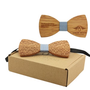 Große, runde Zebrawood-Fliege mit verstellbarem Halsband - Blau (B0104), Holzfliege