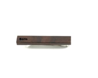 Engraved tie clip, wood tie clip, men tie clip,Wooden tie-clip,Wood,Groomsmen tie clip,Grooms gift,Personalized cufflinks,Engraved(TC002)