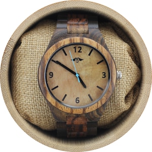 Engraved Dark Sandalwood Men’s Watch with Maple Dial,Wood Watch,Personalized Wood Watch,Men Watch,Fiance Wood Watch,Grooms Wood Watch