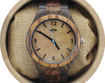 Engraved Dark Sandalwood Men’s Watch with Maple Dial,Wood Watch,Personalized Wood Watch,Men Watch,Fiance Wood Watch,Grooms Wood Watch