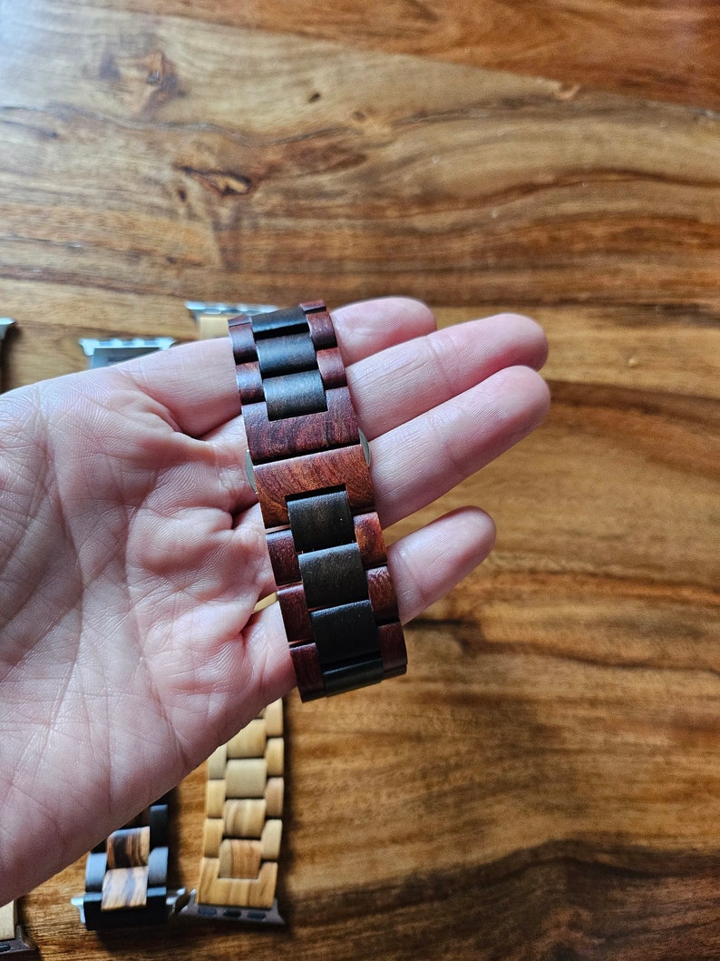 Custom Engraved Apple Watch Wood Band,Wooden Apple Watch Strap Apple Watch Series,I watch wood band,Apple watch bracelet,i watches Red & ebony wood