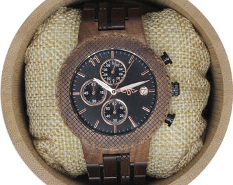 Cadran noir, WoodWatch, Fiance Gift, montre homme en bois gravé, montre homme, montre personnalisée (W130)