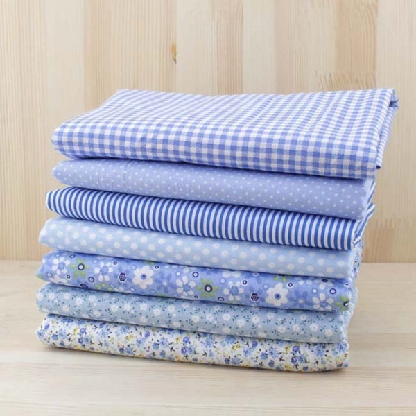 7 pcs/lot 19" x 19" Printed Floral Plain Cotton Fabric for Patchwork Patchwork Fabric Textile Sewing Crafting Fat Quarter Bundles DIY