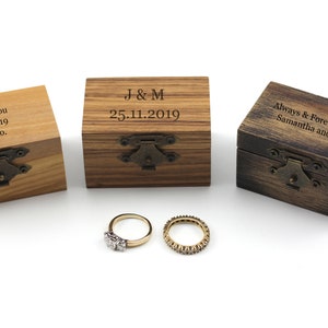 Personalized Ring Box Custom Wood Ring Box Ring Bearer Box Engagement Proposal Ring Box Anniversary Gift Wedding image 2