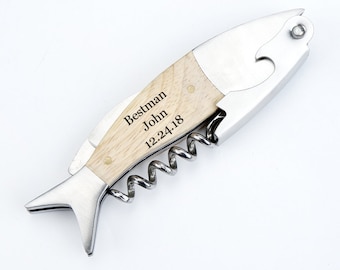 Engraved Groomsmen Corkscrew Opener - Personalized Wine Bottle Opener,Bottle opener,Customized bottle opener,Engraving gift,Groomsman gift