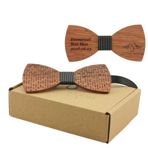 Engraved Large Round Zebrawood Bow Tie With Adjustable Neckband - Black with white dots,Wood Bowtie,Bowtie,Men bowtie,Wedding Bowtie (B0101)