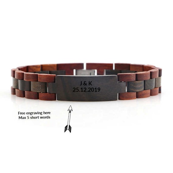 Buy the Mens Black Lava and Wood Beaded Bracelet | JaeBee Jewelry