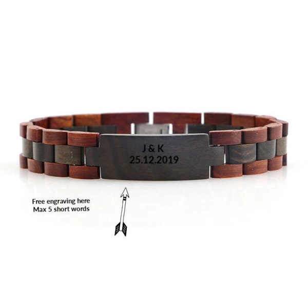 Wooden bracelet, Mens Women's Wood Bracelets, Gift idea for him her,Birthday Anniversary Graduation,Red and ebony wood bracelet,Men bracelet