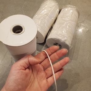 3mm elastico piatto, fascia bianca, nastro elastico 5 yard, 1/8 "bianco, elastico lavorato a maglia per cucire abbigliamento maschera