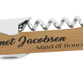 Engraved Bamboo Groomsmen Corkscrew Opener,Personalized Wine Bottle Opener,Bottle opener,Customized Cork,Cork bottle opener,Groomsman gifts