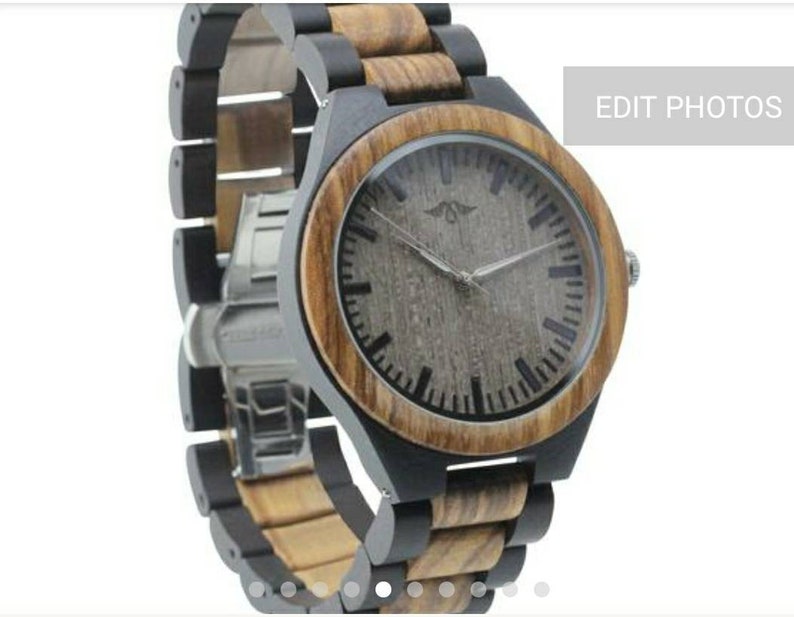 Engraved Ebony and Zebrawood Mens Watch,Wood Watch,Personalized Wood Watch,Men Watch,Fiance WoodWatch,Grooms WoodWatch,Husband Watch W035 Grey Dial W036