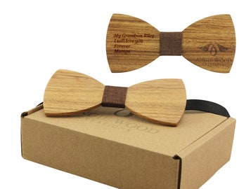 Engraved Adult-Sized Large Round Wooden Bow Tie with Brown Denim Centre (B0040),Wood Bowtie,Bowtie,Men bowtie,Wood Tie,Wedding Bowtie