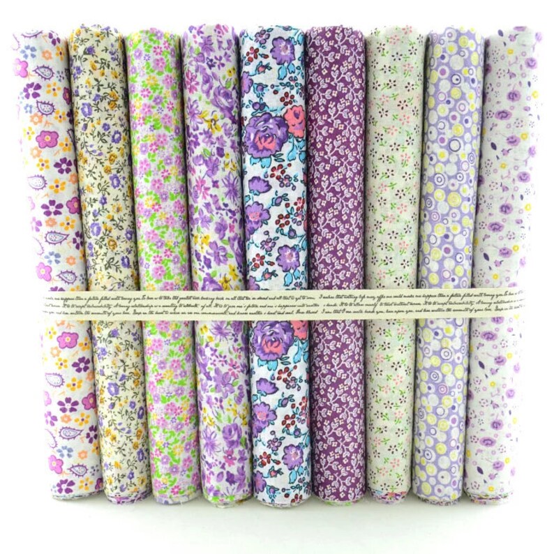 9 pcs/lot 19 x 19 Printed Floral Cotton Fabric for Patchwork Patchwork Fabric Textile Sewing Crafting Fat Quarter Bundles DIY image 4