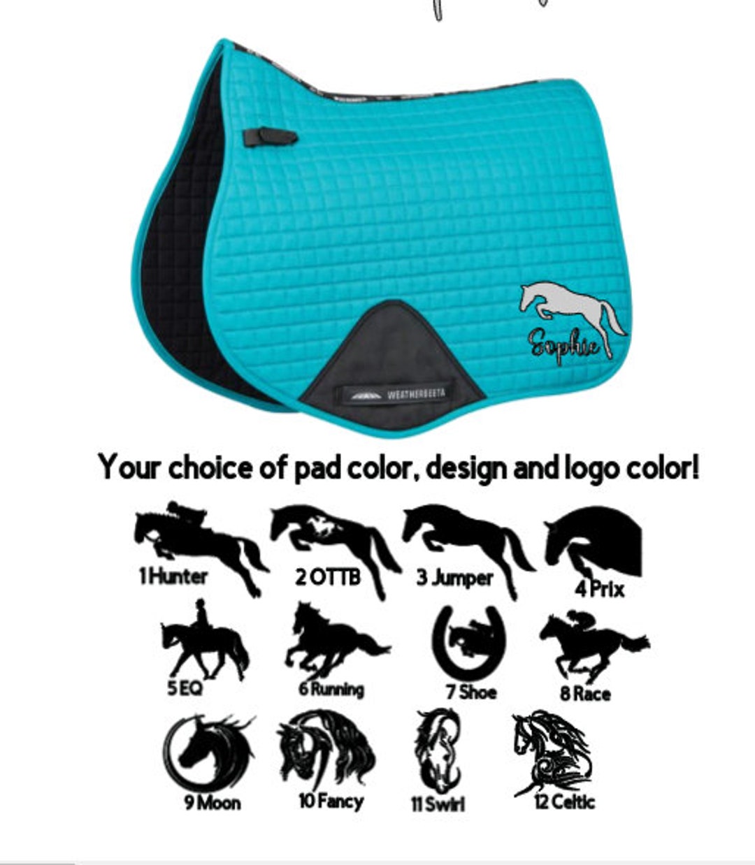 Custom Personalized Horse English Saddle Pad Design and Name