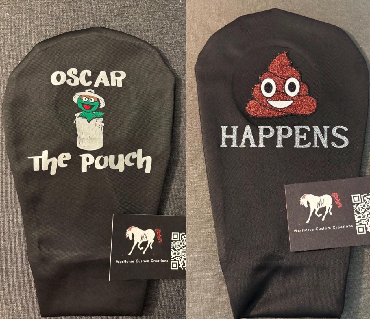 Fun funny Stoma bag cover for Ostomy Ileostomy Colostomy - Sh!t happens, Oscar, horse, butterfly ribbon 3.3x10x2.25