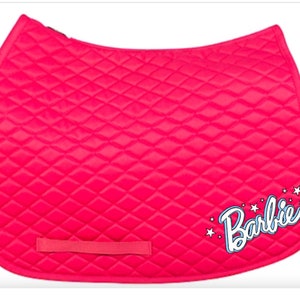 Custom HORSE saddle pad - Pink Pad with Barbie logo