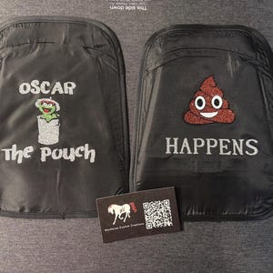 Housse de sac de stomie amusante et amusante pour stomie iléostomie colostomie - Sh!t happening, Oscar, cheval, papillon ruban 7 x 9 rabat Velcro résistant à l'eau