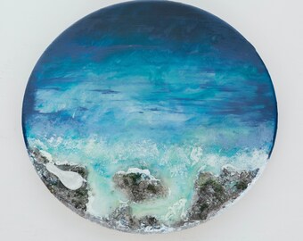 Lazy Susan with Ocean and Bird Design - Turntable and Decorative