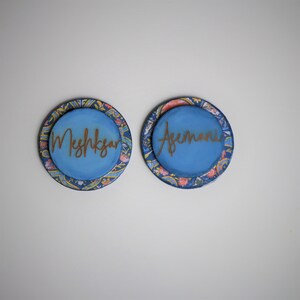 Custom text personalized coaster/ Persian Handmade Serving costar Vintage Wooden