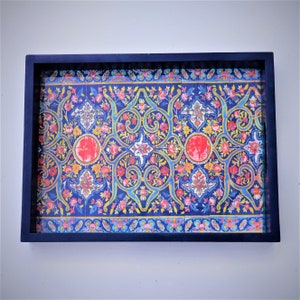 Persian Bohemian Chic Wooden Serving Tray - Vintage Style with Handles - Handcrafted Unique Gift - Home Decor Accent