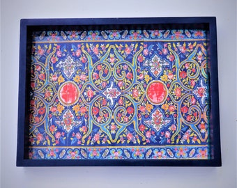 Persian Bohemian Chic Wooden Serving Tray - Vintage Style with Handles - Handcrafted Unique Gift - Home Decor Accent
