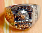US Army Men Ring Signet 101st Airborne Division Troopers Soldiers Eagle Veteran Stainless Steel Size 11