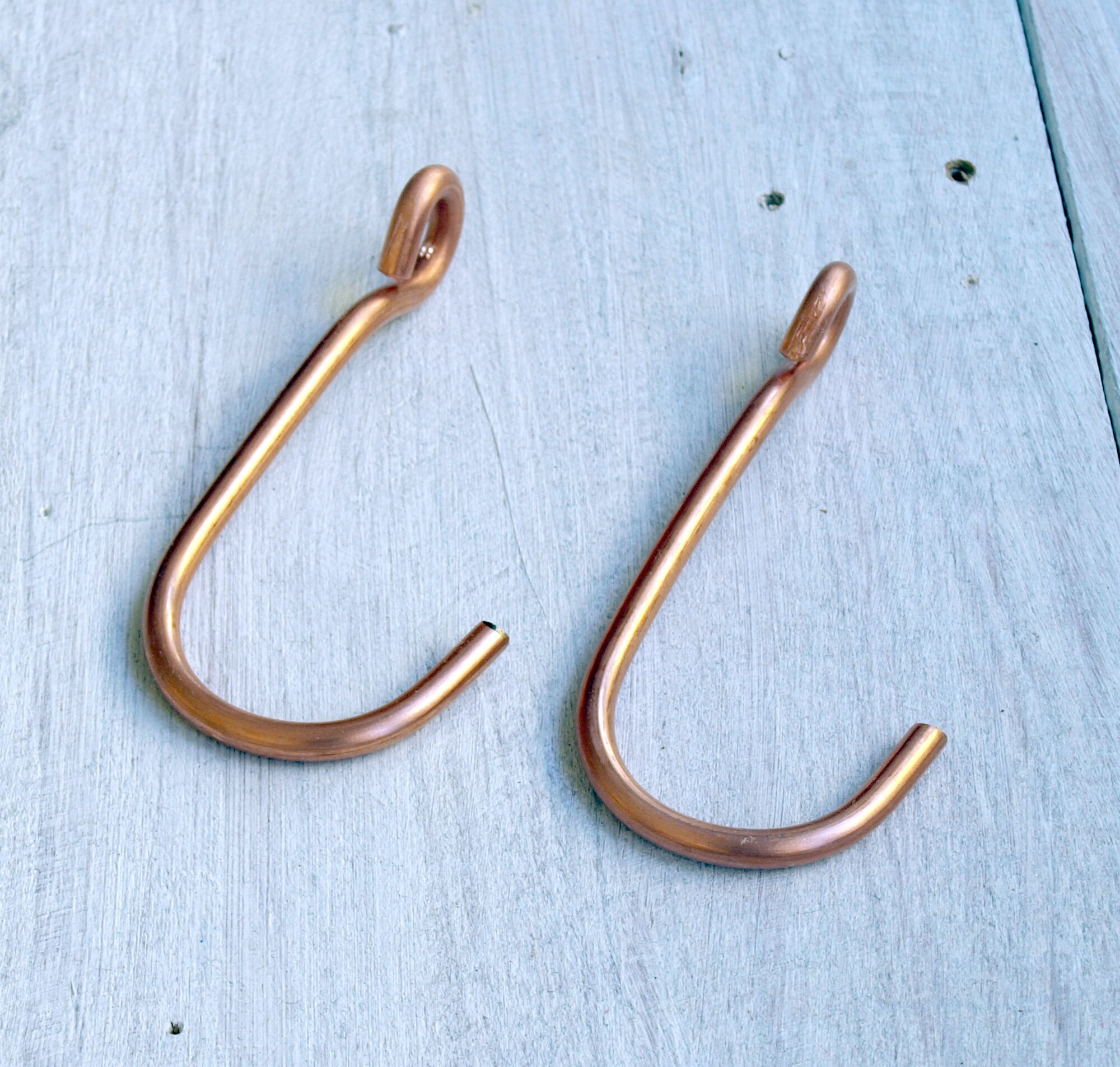 Set of 6 Copper J Hooks for Coats Hats Potskitchen Hooks Etsy
