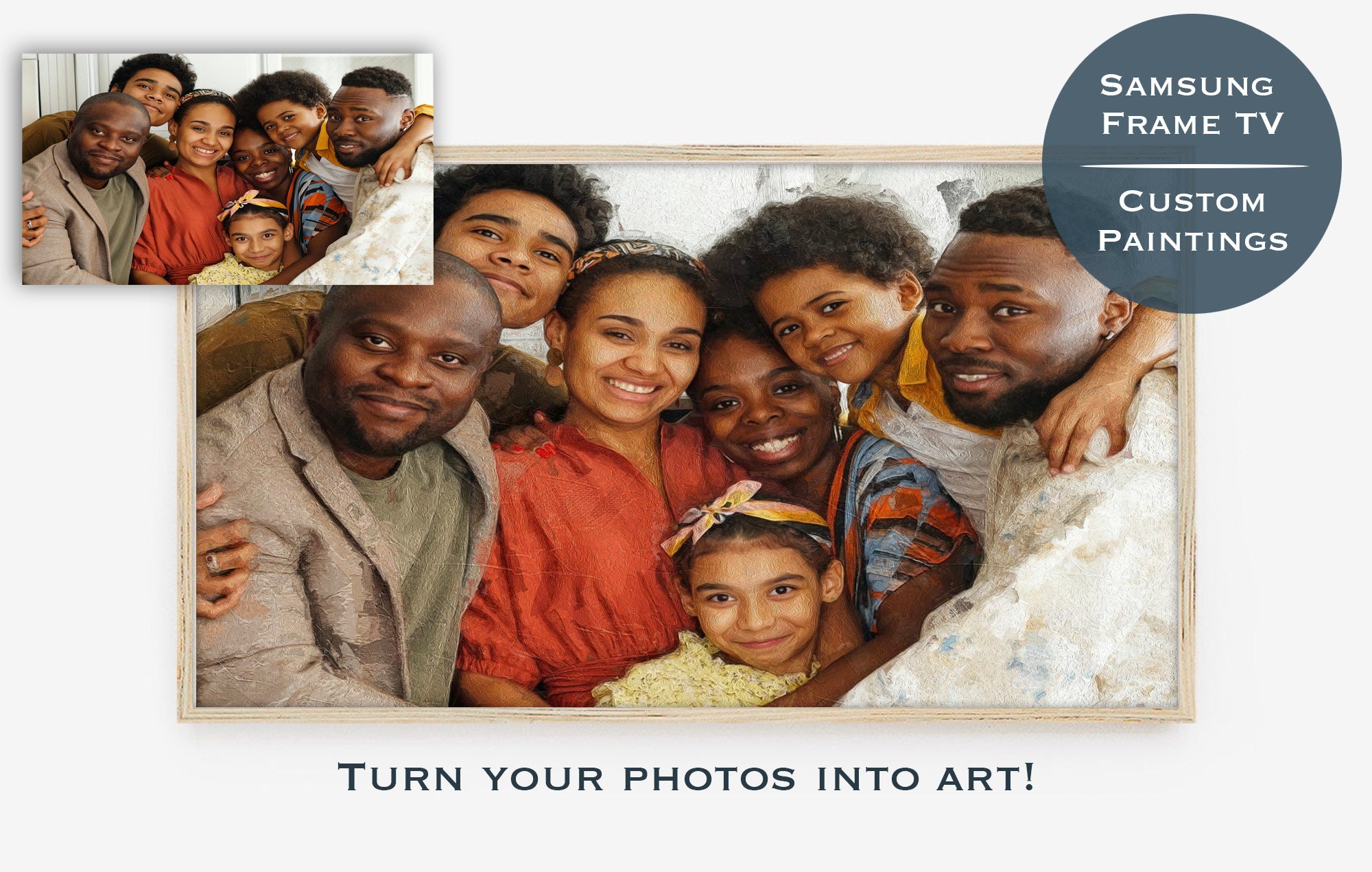 Custom Frame TV Art Personalized Photos Turned Into Oil Etsy