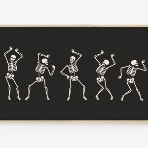 Frame TV Art, Samsung Frame TV Art, Digital Download, Halloween, Fall, Autumn, Skeleton, decor, black and white, dancing skeleton, party