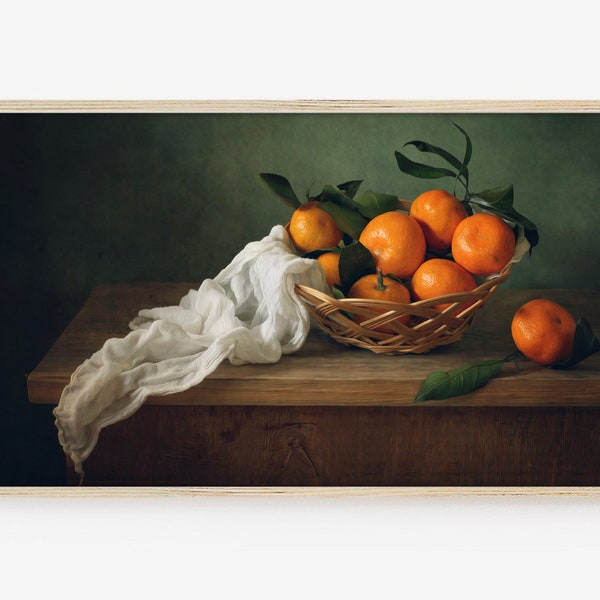 Frame TV Art, Samsung Frame TV Art, Digital Download, Vintage, Still Life, spring, Day, Oranges, Fruit, oil Painting