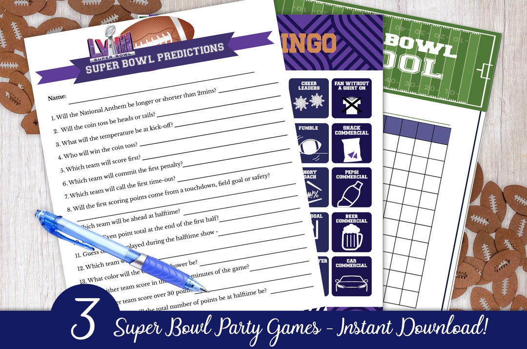 Superbowl Printables Super Bowl Party Games Print at Home Super Bowl ...