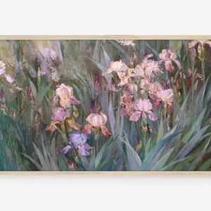 Frame TV Art, Samsung Frame TV Art, Digital Download, Spring, landscape, Vintage Oil Painting, Garden, Iris, Spring, Valentines Day