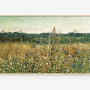 Frame TV Art, Samsung Frame TV Art, Digital Download, Summer, landscape, Vintage Oil Painting, Meadow, Countryside, Wildflower, Springtime